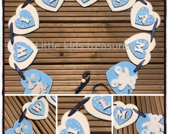 SALE**Boys new baby wooden heart bunting CUTE by little kids treasures - price per section