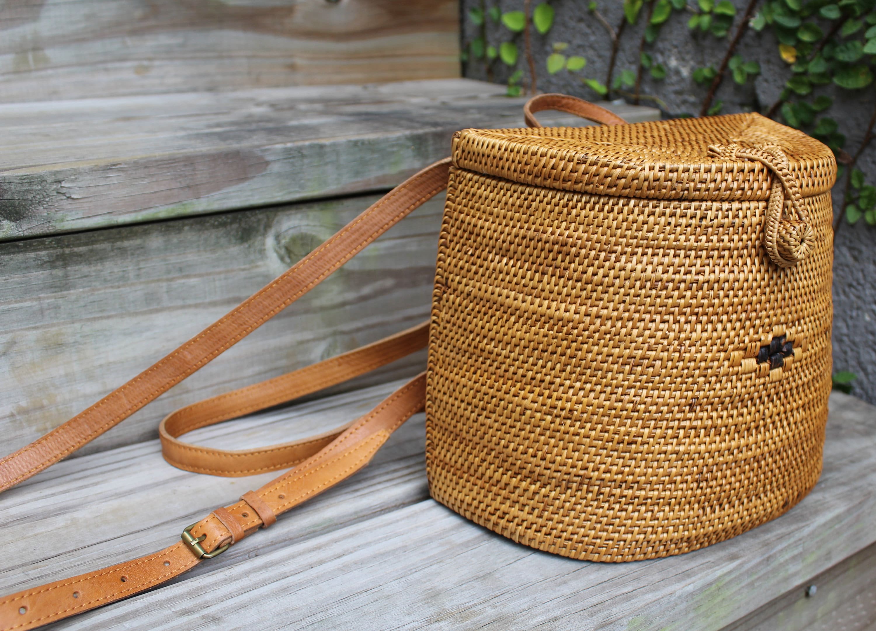Rattan Backpack Straw Backpack Wicker Backpack Summer Beach Etsy