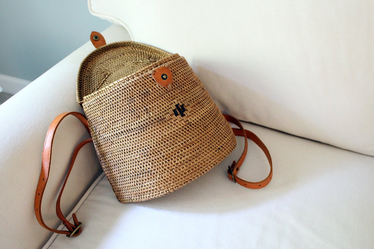 Rattan Backpack Straw Backpack Wicker Backpack Summer Beach Etsy