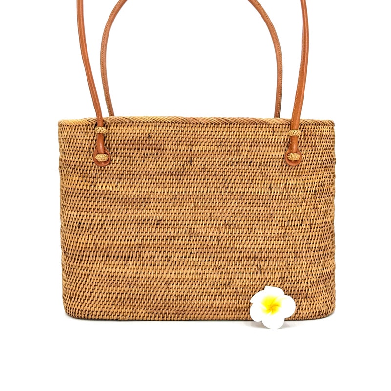 Faux Straw Small Tote Bag