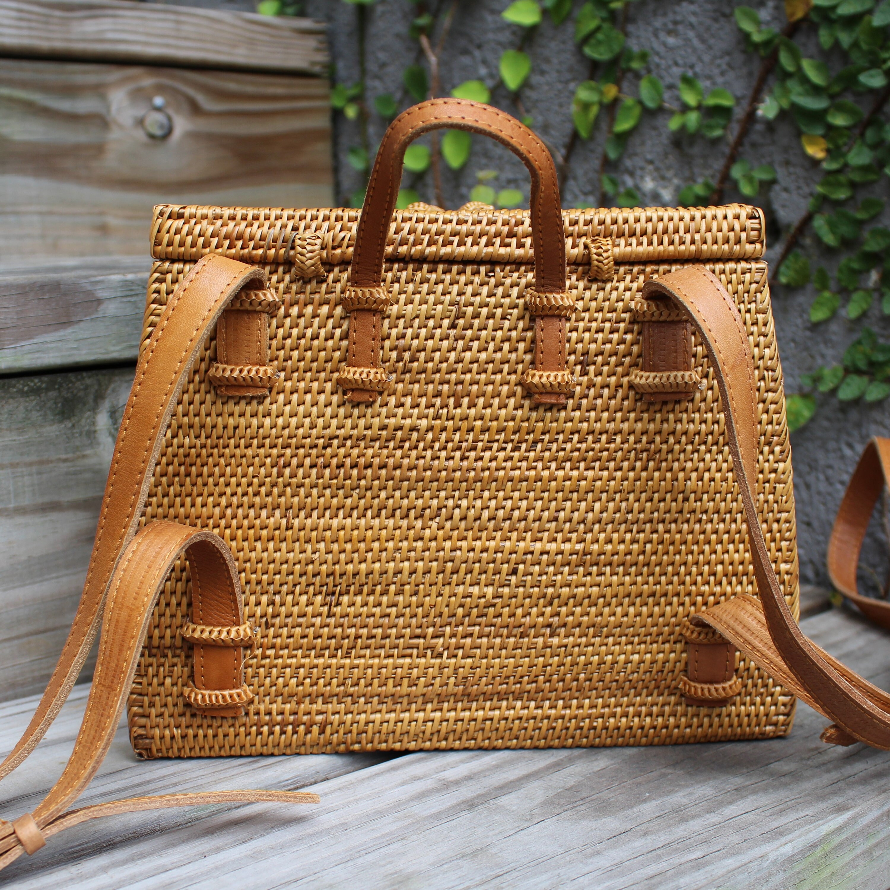 Rattan Backpack Straw Backpack Wicker Backpack Summer Beach Etsy
