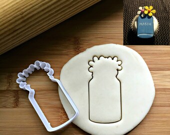 Mason Jar with Flowers Cookie  Cutter in Multiple Sizes