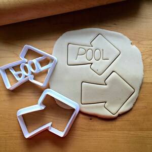 Set of 2 Pool Sign Cookie CuttersMulti-Size/Choose Standard or Dishwasher Safe /