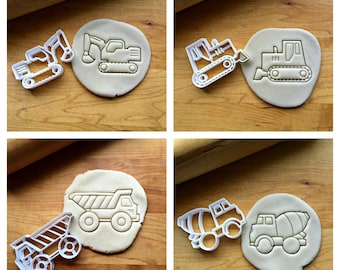 Set of 4 Construction Truck Cookie Cutters in Multiple Sizes