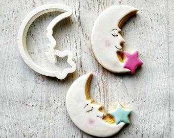 Crescent Moon Star Cookie Cutter in Multiple Sizes