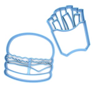 Set of 2 Hamburger and French Fries Cookie CuttersMulti-Size/Choose Standard or Dishwasher Safe /