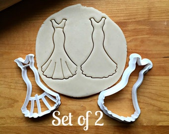 Set of 2 Wedding Dress Cookie Cutters/Multi-Size/Dishwasher Safe Available