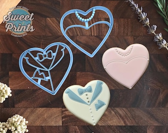 Set of 2 Wedding Heart Cookie Cutters: Multi-Size