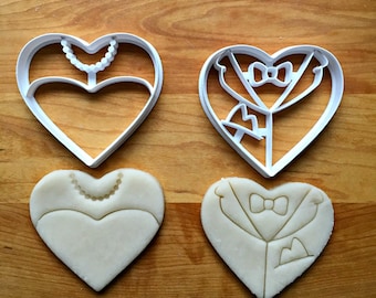 Set of 2 Wedding Heart Cookie Cutters: Multi-Size