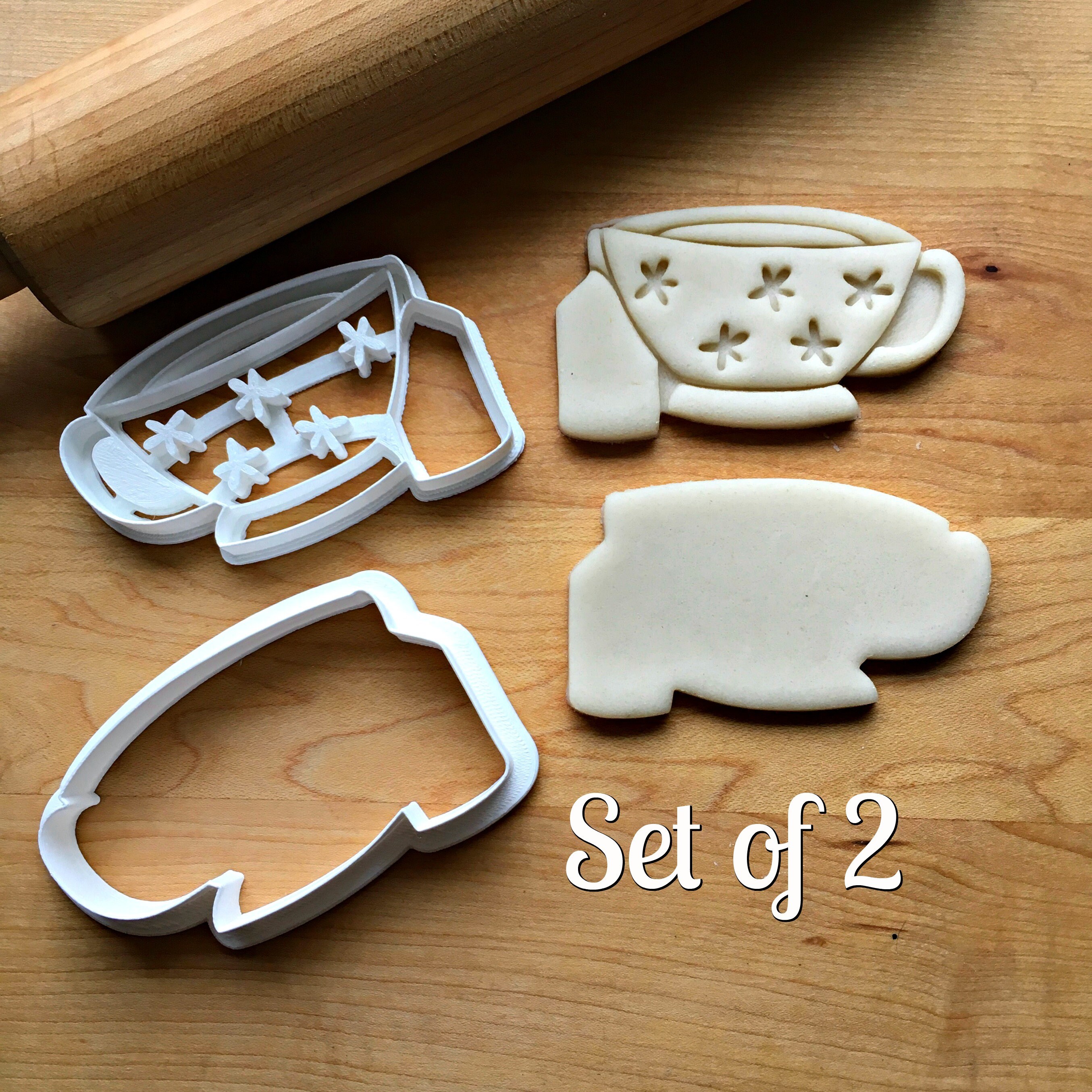 Set of 2 Flower Teacup Cookie Cutters/multisize Etsy