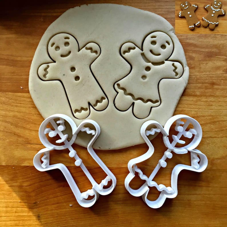 Gingerbread Boy and Girl Cookie Cutters: Christmas Baking Set image 1