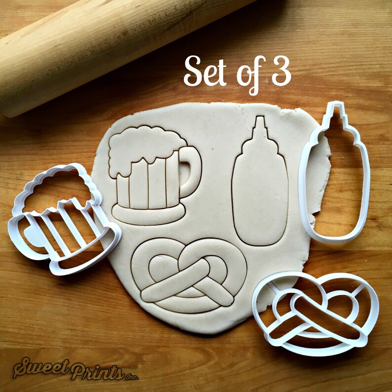 Set of 3 Beer Stein Pretzel Mustard Bottle Cookie Etsy