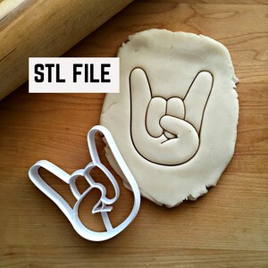 Digital STL File Download for Sign of the Horns Cookie Cutter in Multiple Sizes