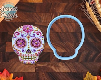 Sugar Skull Halloween Cookie Cutter in Multiple Sizes: