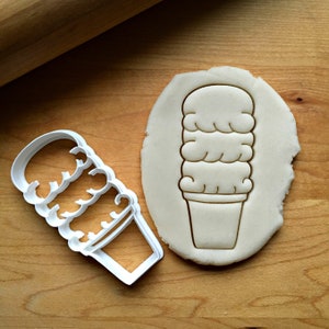 Triple Scoop Ice Cream Cone Cookie Cutter in Multiple Sizes