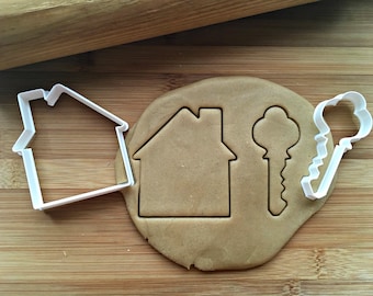House with Chimney and Key Cookie  Cutter in Multiple Sizes