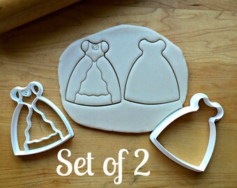 Set of 2 Princess Dress Cookie Cutters/Multi-Size/Dishwasher Safe Available