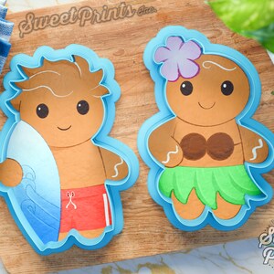 Tropical Gingerbread Surfer and Girl Cookie Cutters Multi-Size