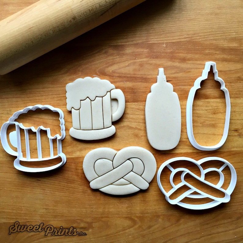 Set of 3 Beer Stein Pretzel Mustard Bottle Cookie Etsy