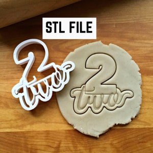 Digital STL File Download for Lettered Number 2 Cookie Cutter in Multiple Sizes