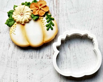 Pumpkin with Flowers Cookie Cutter Multi-Size /