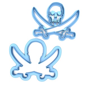 Set of 2 Jolly Roger Pirate  Cookie Cutters in Multiple Sizes