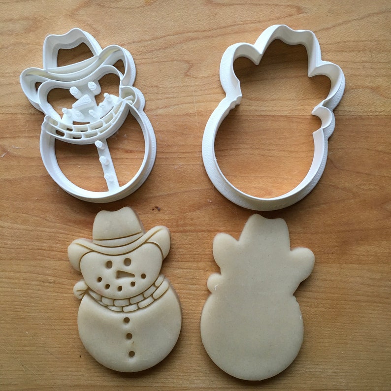 Set of 2 Cowboy Snowman Cookie Cutters/Multi-Size image 2