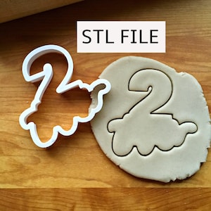 Digital STL File Download Lettered Number 2 Cookie Cutter in Multiple Sizes