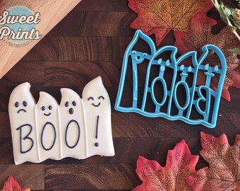 Boo Ghosts Halloween Cookie Cutter in Multiple Sizes