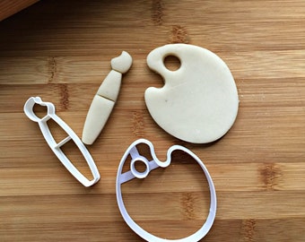 Paint Palette and Artist Brush Cookie Cutter Set of Two in Multiple Sizes