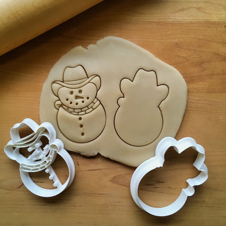 Set of 2 Cowboy Snowman Cookie Cutters/Multi-Size image 1