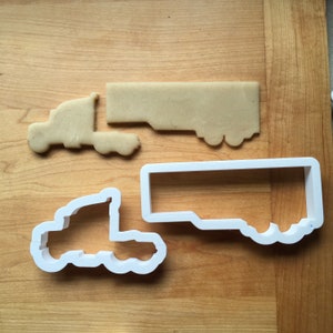 Set of 2 Semi Truck and Trailer Cookie Cutters in Multiple Sizes