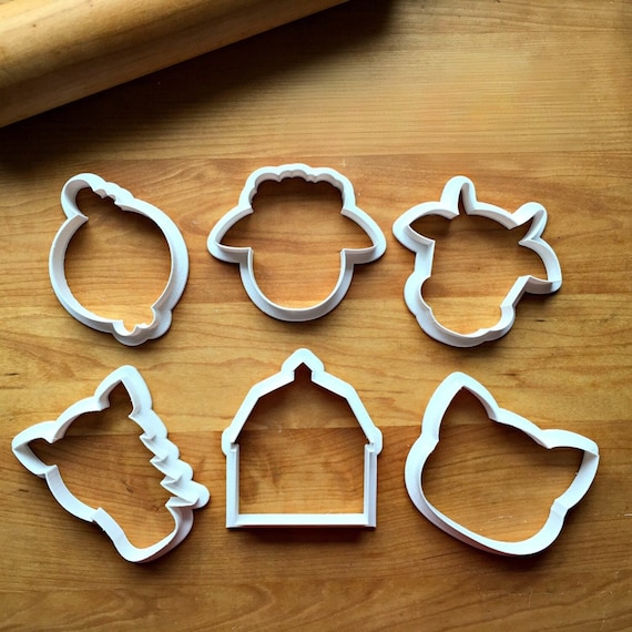 Set of 6 Barn and Farm Animals Cookie CuttersMulti-Size,Choose Standard or Dishwasher Safe /