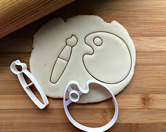 Paint Palette and Artist Brush Cookie Cutter Set of Two in Multiple Sizes