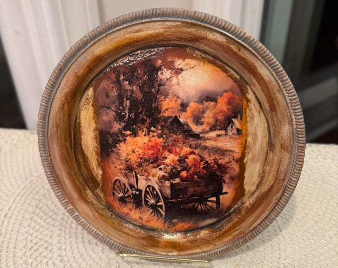 Fall Pumpkin Wagon Recycled Metal Tray