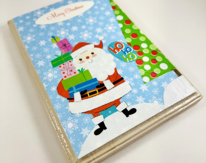 Christmas Wall Art, holiday décor Santa with a gift Santa, Christmas Tree Christmas gift Christmas magic Christmas decorations