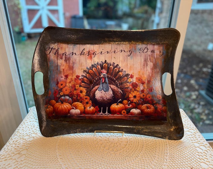 Recycled Tray with Thanksgiving Theme