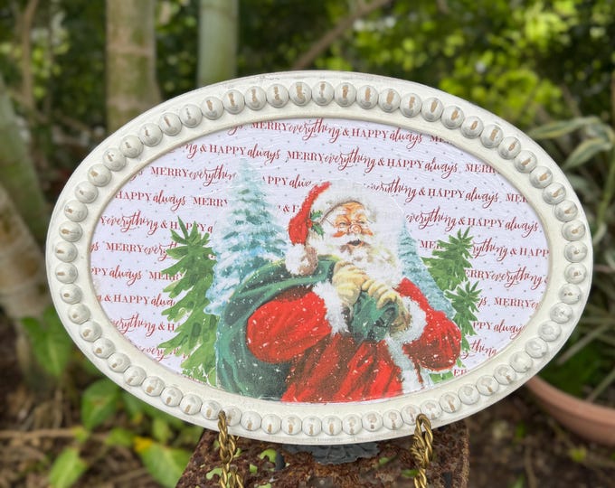 Vintage Christmas Wall Hanging  Santa Wall Hanging/Plaque Holiday Decor