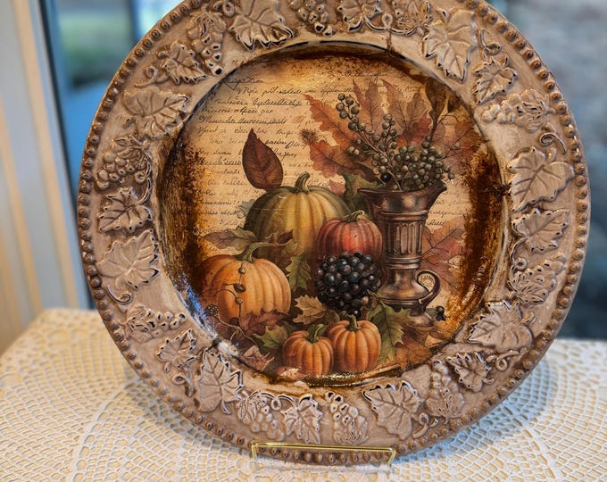 Fall Harvest Plate Charger Rustic Thanksgiving Table Decor