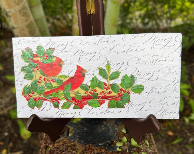 Handcrafted Red Cardinals Wall Art Sign/Plaque