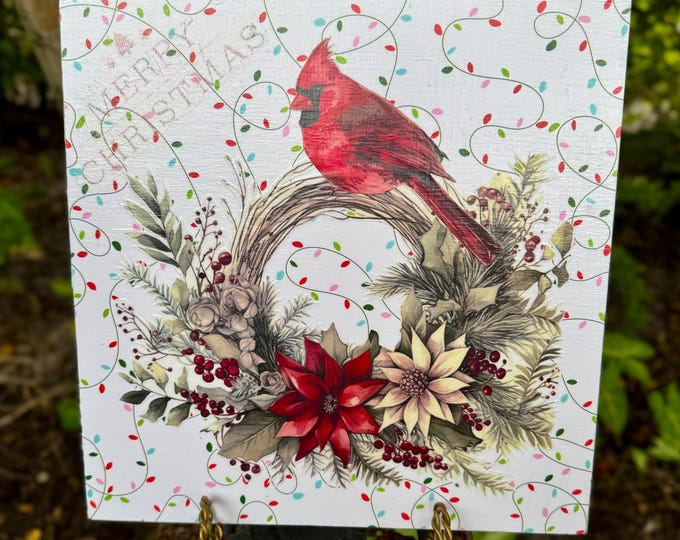 Handcrafted Red Cardinals Wall Art Sign/Plaque