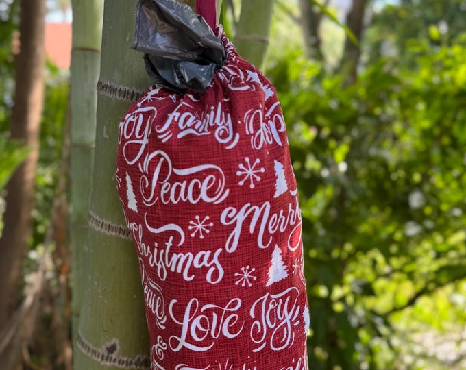 Plastic bag holder Grocery bag holder Red Holiday