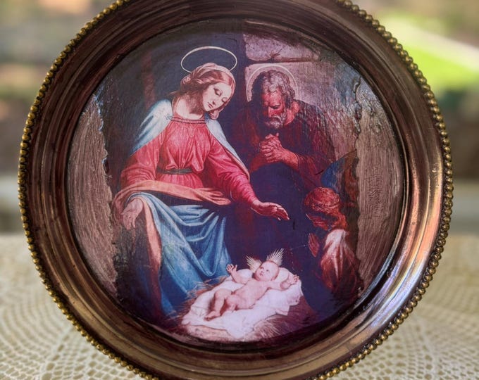 Upcycled Metal Tray – Holy Family Holiday Decor