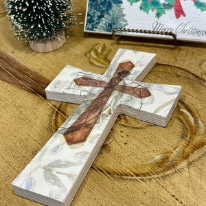 Handcrafted Wooden Wall Cross: Decorative Christian Art (8&quot; X 5.5&quot;)
