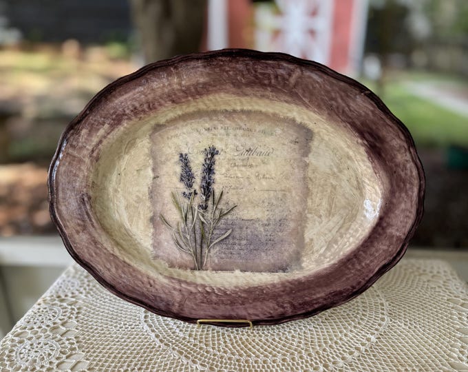 Lavendar Shabby Chic Hand Painted Serving Tray – Vintage Cottage Farmhouse Tray