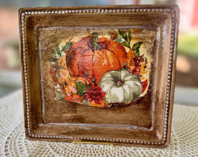 Recycled Upcycled Metal Tray Fall Theme