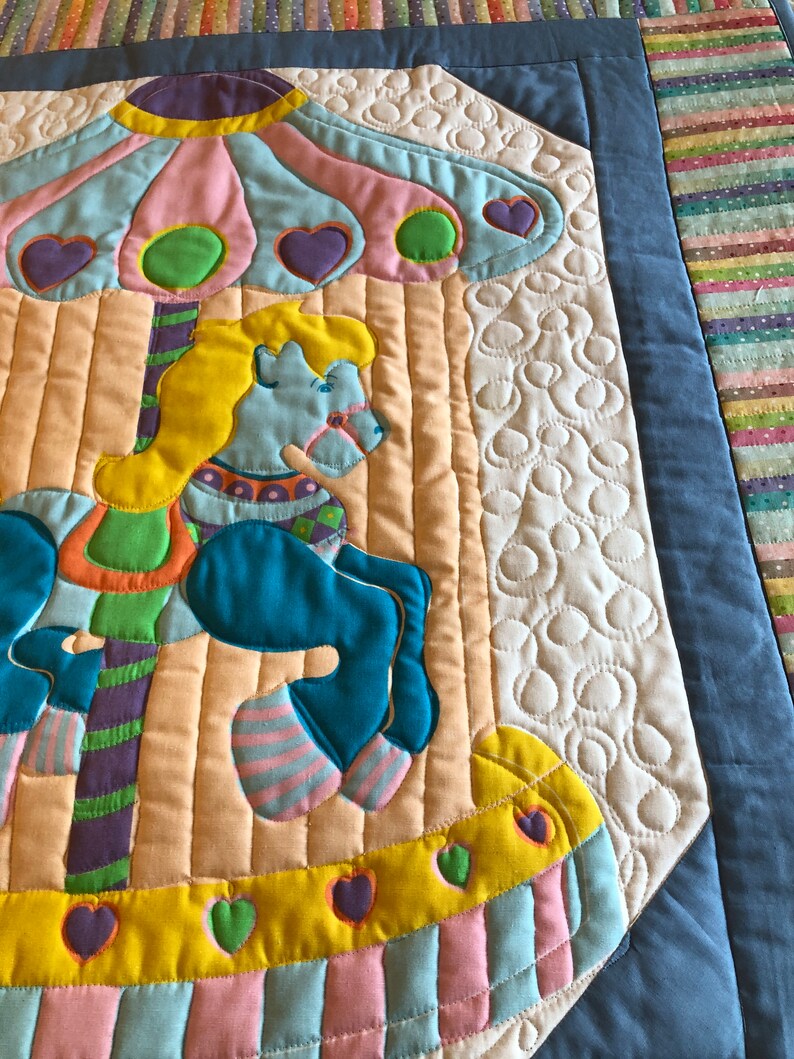 Blue Baby Carrousel Quilt or Wall Hanging - FREE SHIPPING - Etsy