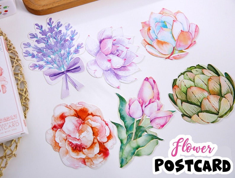 Watercolor Flower Greeting Card Flower Postal Card 7014 5 Flower Postcard Pack,Floral Gift Tag