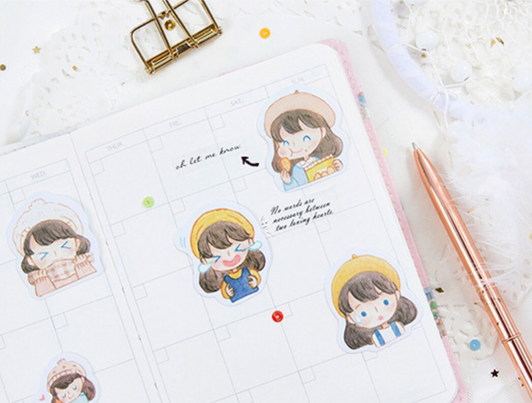 45 pcs Little Girl Sticker Pack Lovely Girl Journal Sticker | Etsy