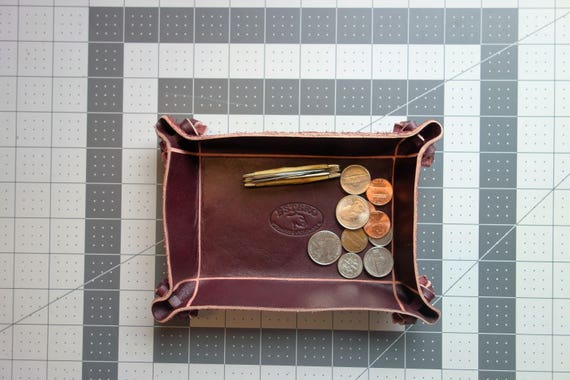 NEW PREMIUM LEATHER Valet tray 8/" x 10/" coin /& key tray,Groomens gift